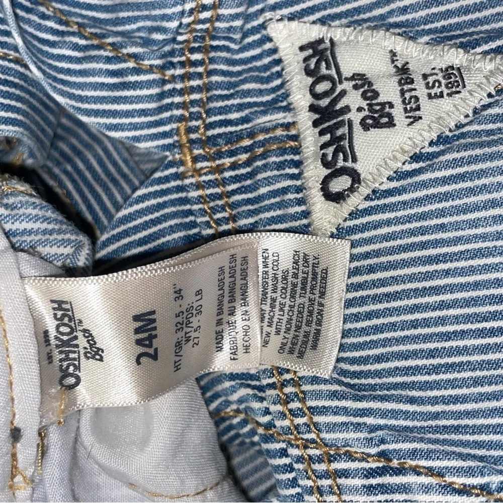 Vintage Oshkosh‎ Striped Blue And White Overalls Size 24 M